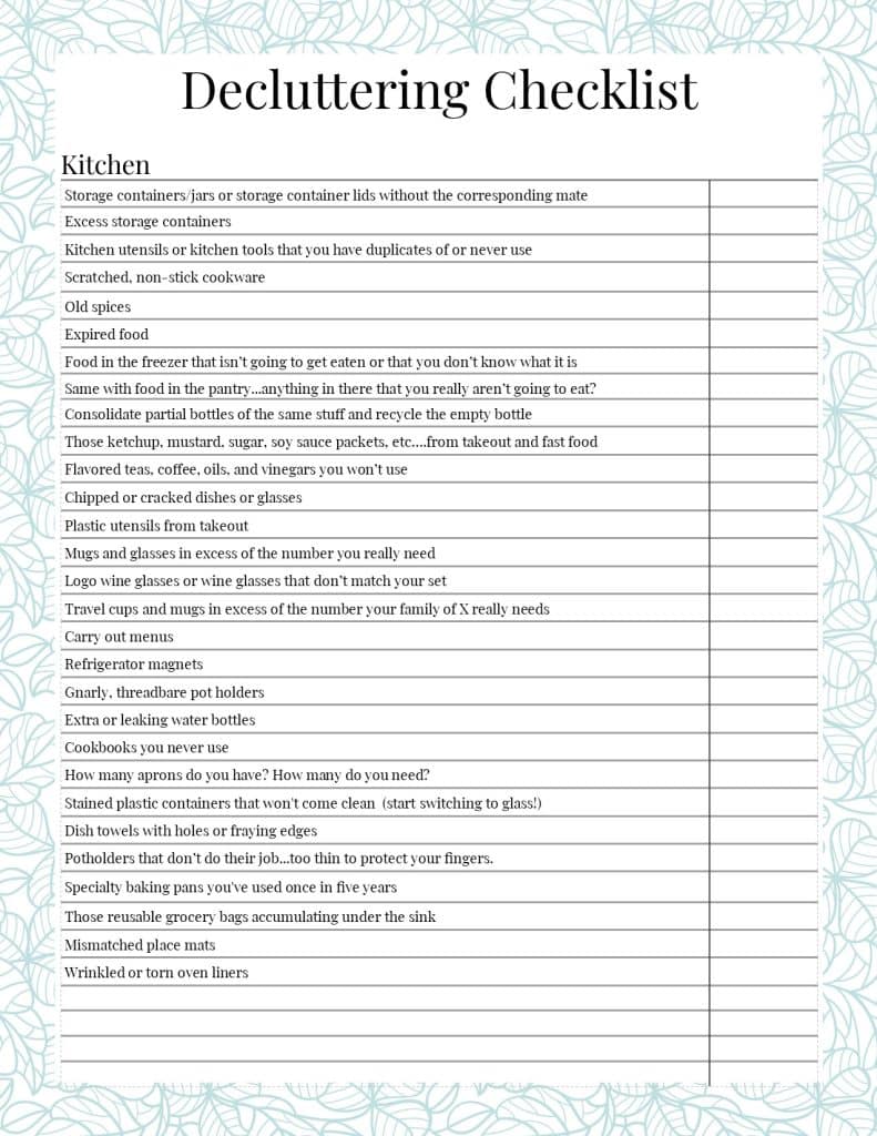 Decluttering Checklist.