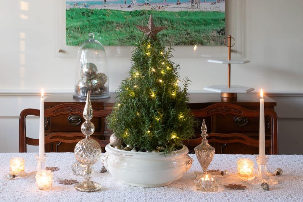 Christmas tree on table.