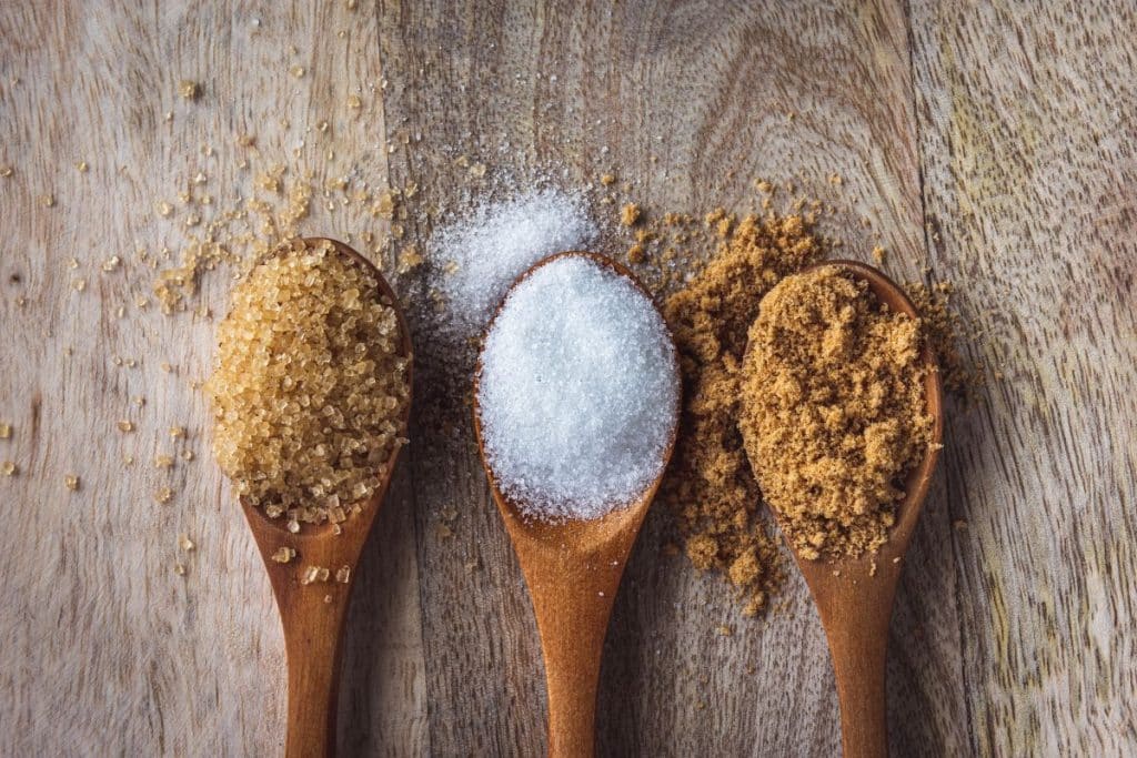 Three different types of sugar.