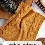 Cable-edged knit dishcloth.