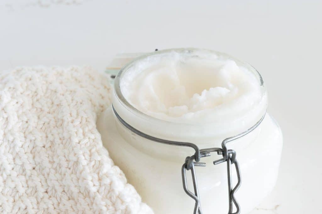 Sugar scrub in a jar.