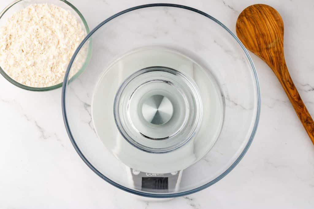 Water in a bowl.