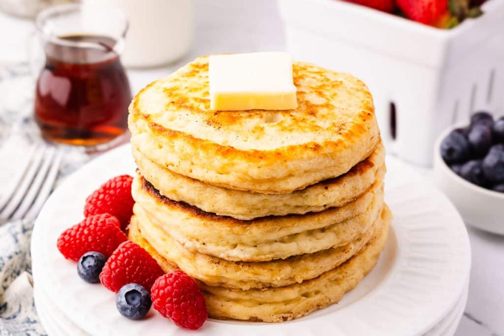 A stack of Sourdough Discard Pancakes.