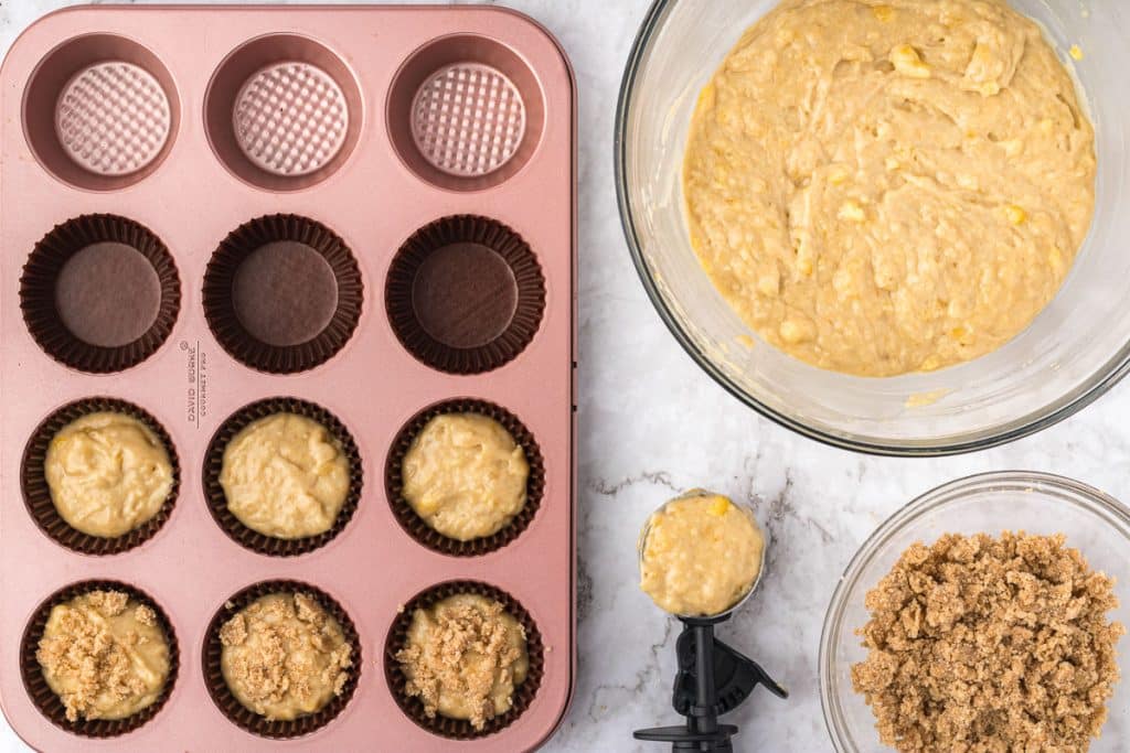 Scoop batter into muffin liners.