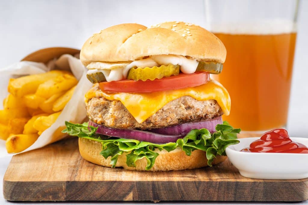 Turkey Burger with all the fixings.