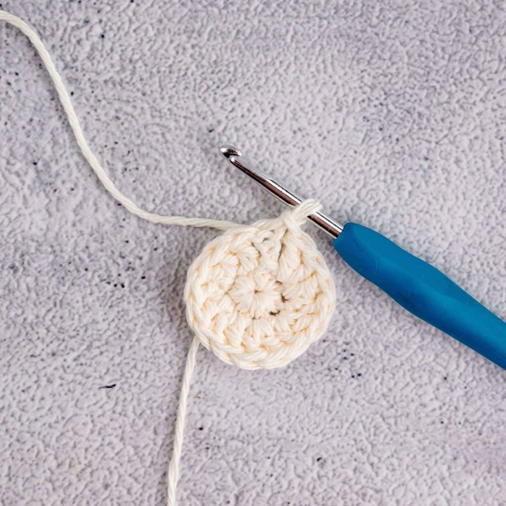 Beginning crocheting flower.