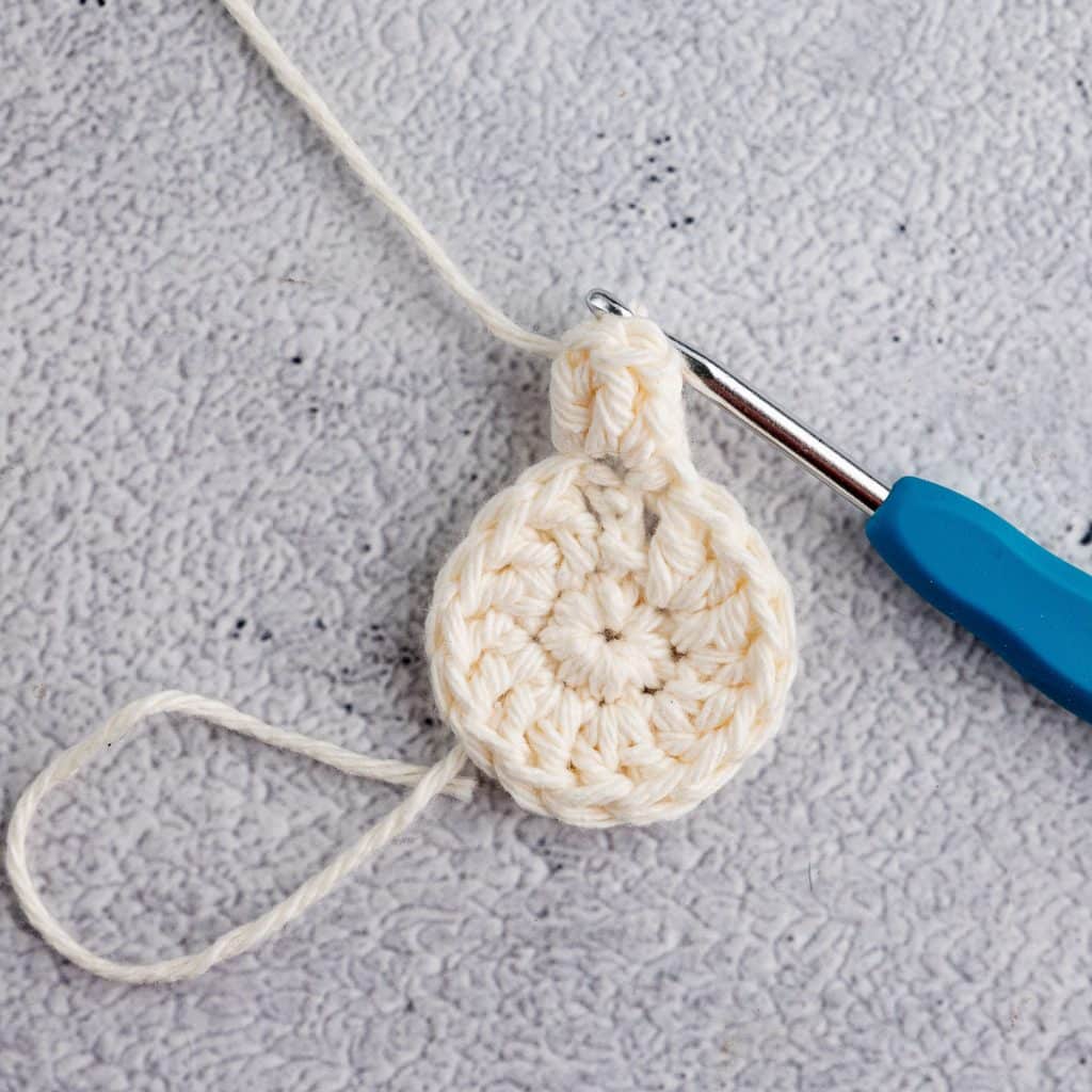 Beginning crocheting flower.