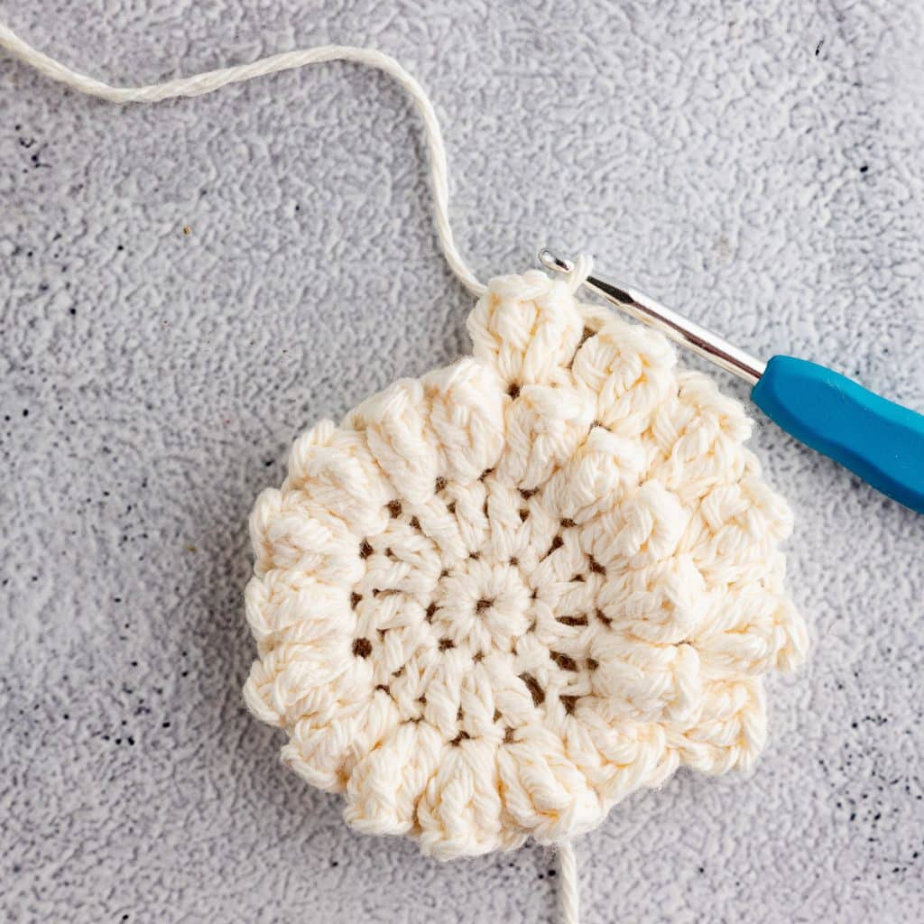 Crocheting flower.