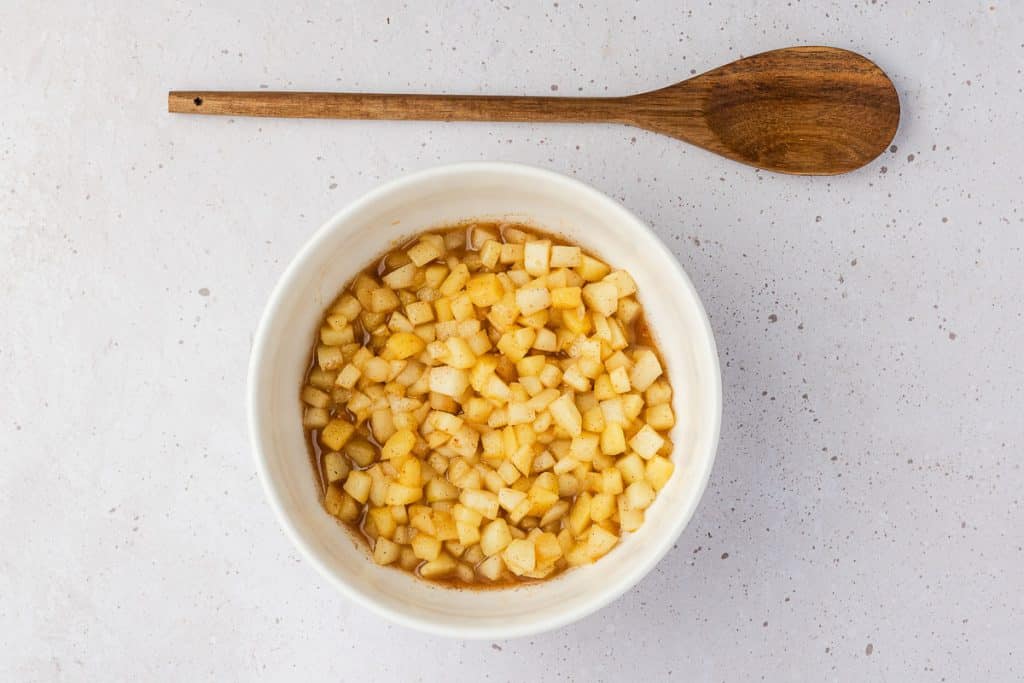 Apples mixed with spices and flour.