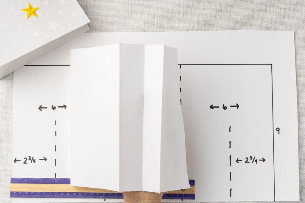 showing one side of bag, after folds.