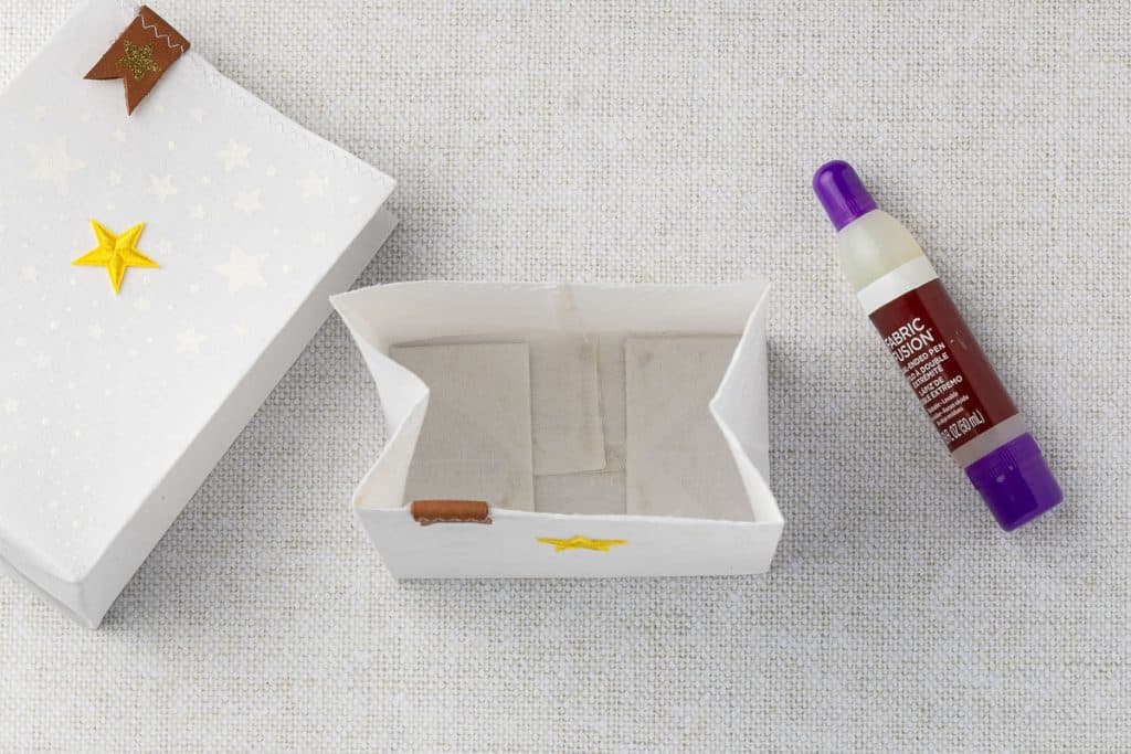 Inside of finished fabric Christmas Luminary.