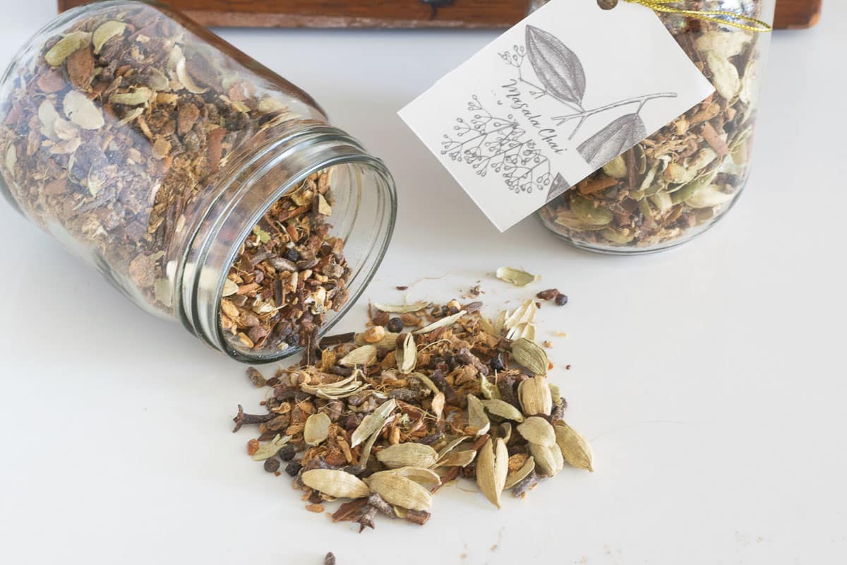 Bulk Masala Chai on a counter.