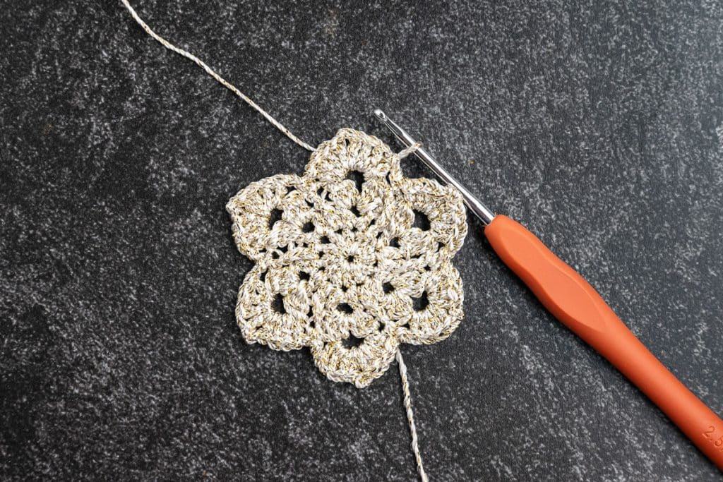 Six arms of crochet star.