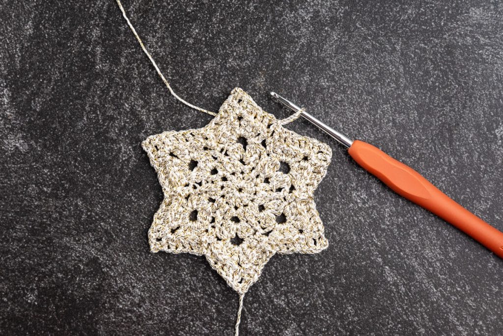 Finished crochet star.
