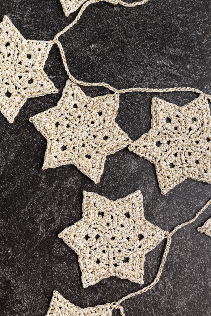 Crocheted Star garland.