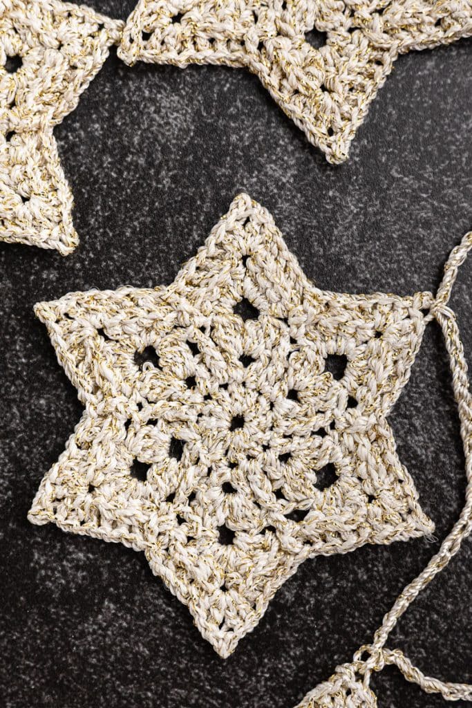 Crocheted Star garland.