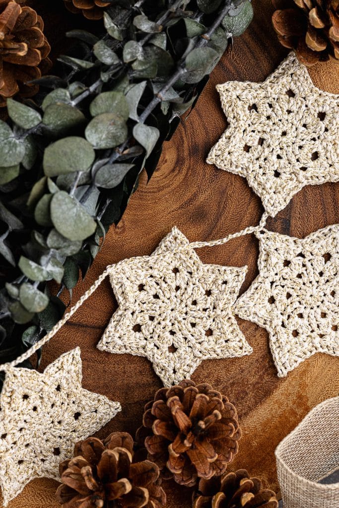Crocheted Star garland.
