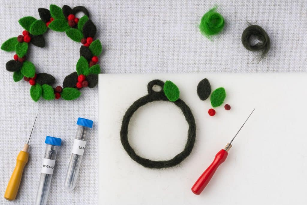 Attach leaf to wreath base.