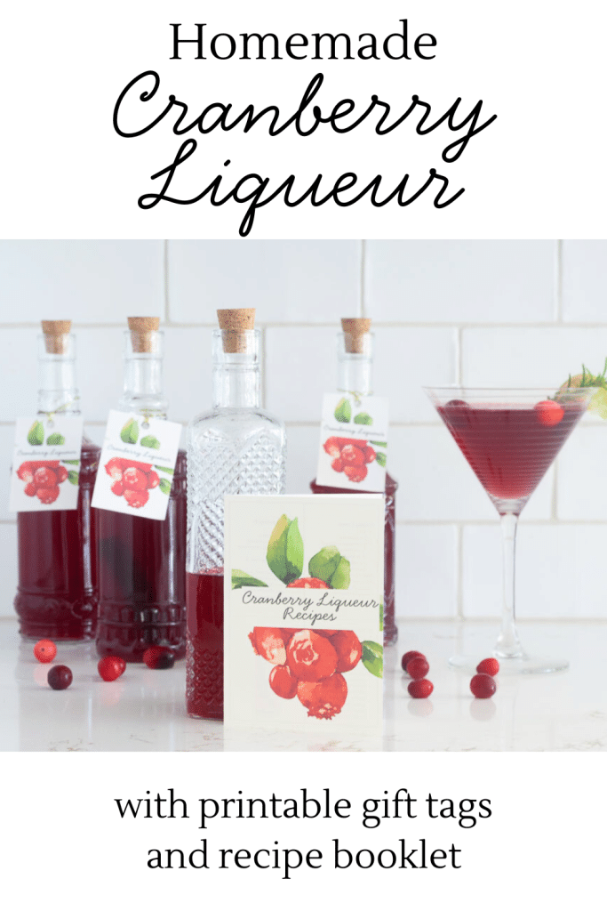 Homemade Cranberry Liqueur in bottles.