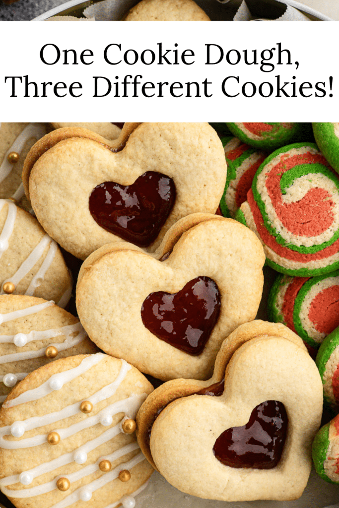 Three different cookies made from one simple cookie dough.