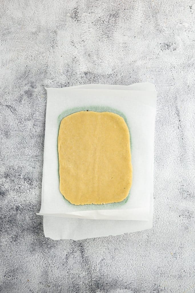 Three sheets of colored dough.