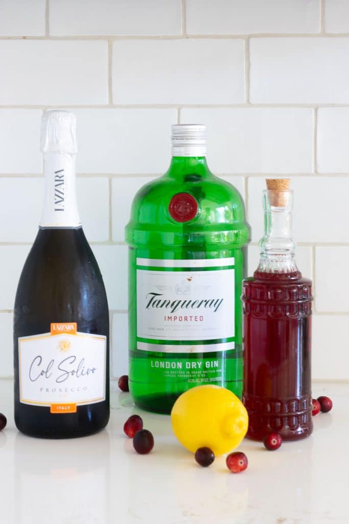 ingredients for Cranberry French 75