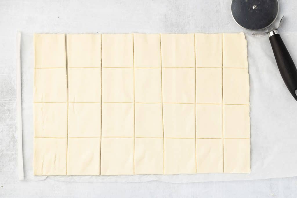 puff pastry cut into squares.