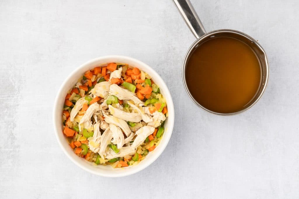 shredded chicken with vegetables.