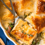 Chicken Pot Pie with puff pastry.
