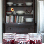 Beet sauerkraut in jars.