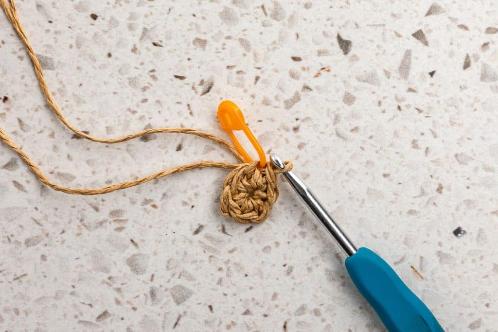 Crocheting a Magic Circle.