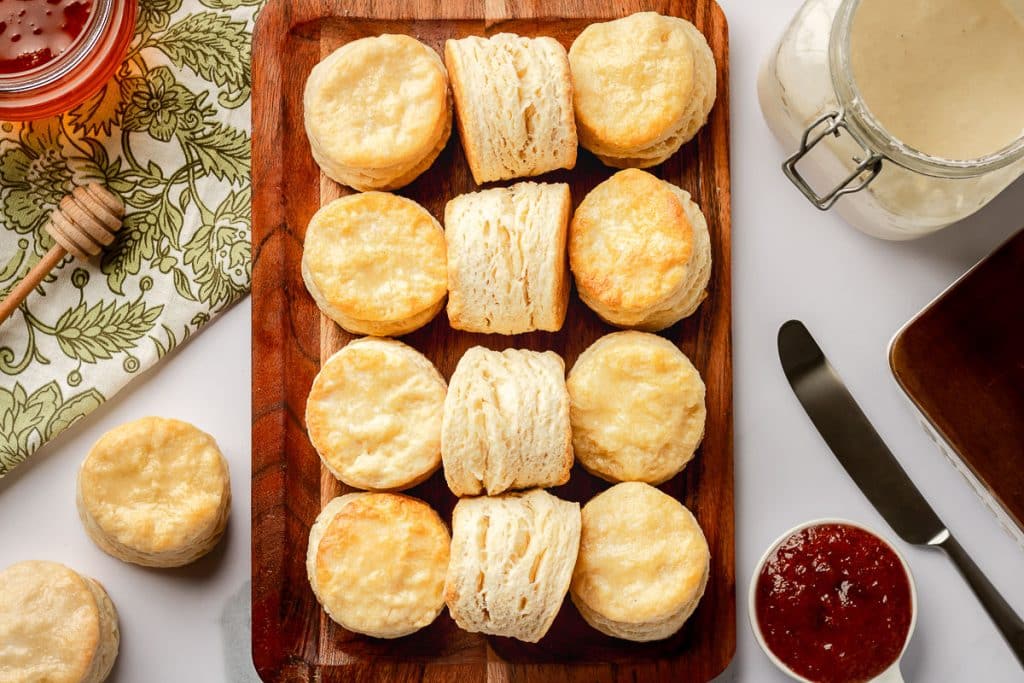 Tray of sourdough discard biscuits