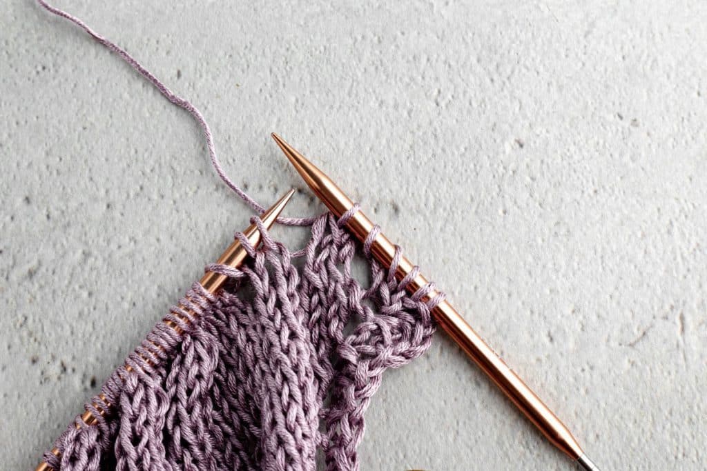 Knitting lace.