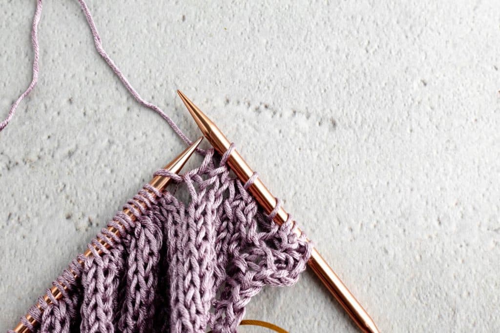 Knitting lace.