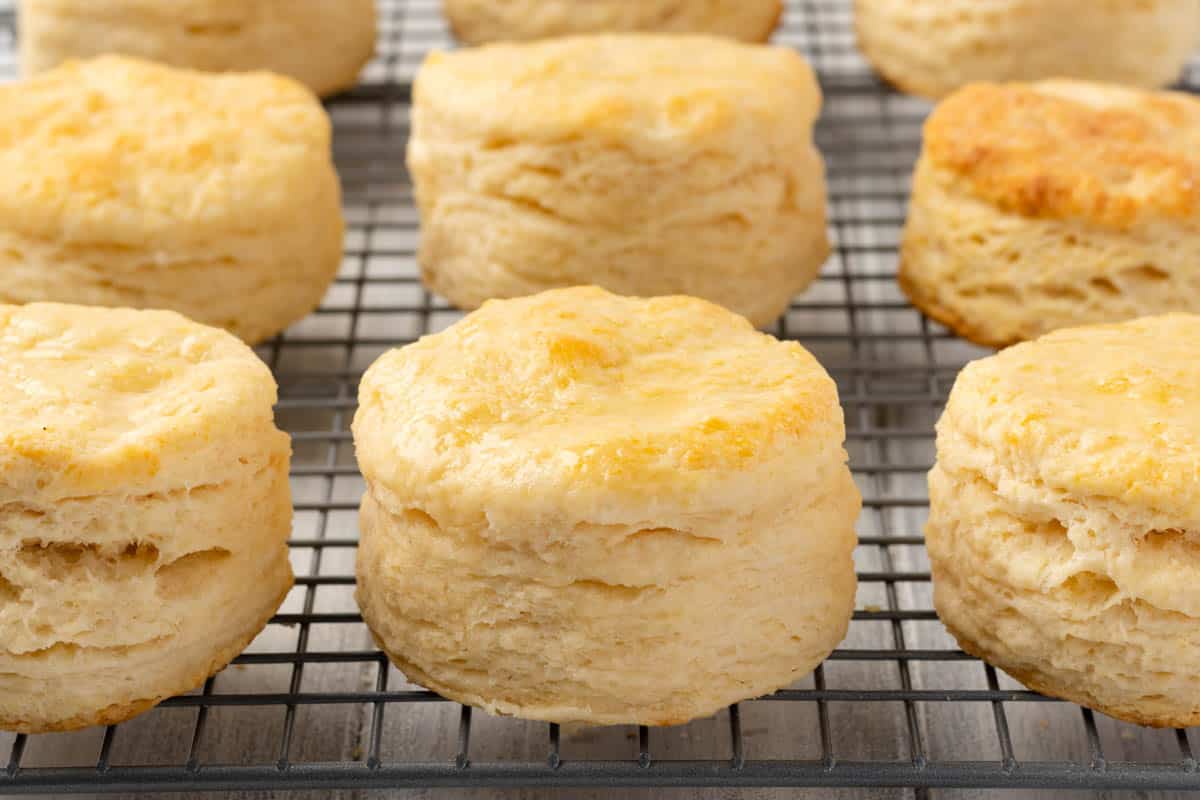 Buttermilk Biscuits on a cooling rack.