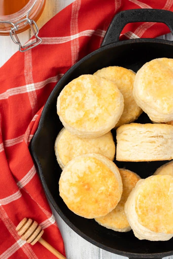 Pan of buttermilk biscuits.