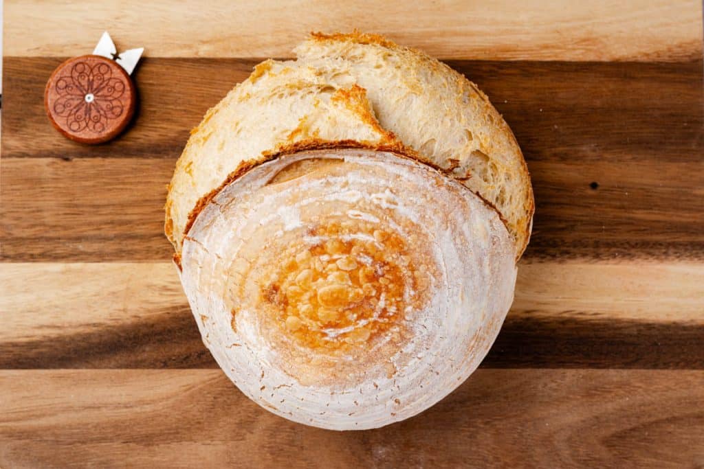 Finished loaf of bread with a great ear.