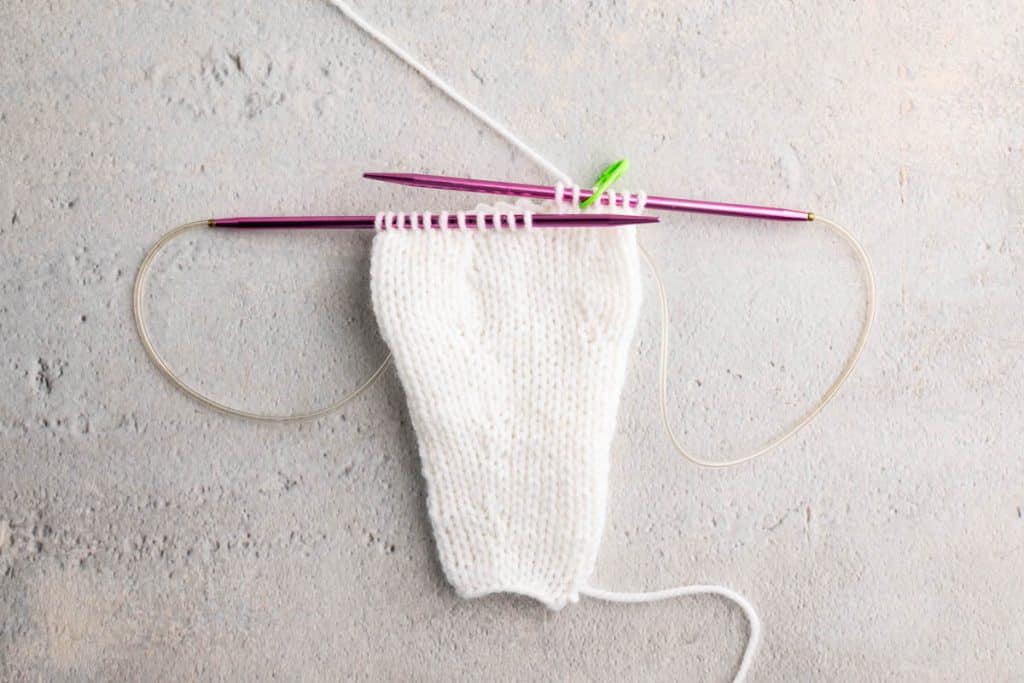Knitting bunny body.