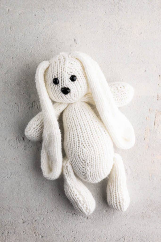 Knit bunny sewn together.