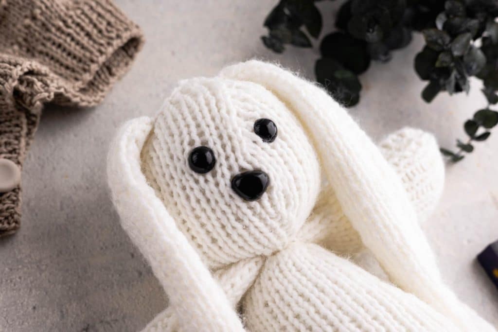 Clover the knit bunny.