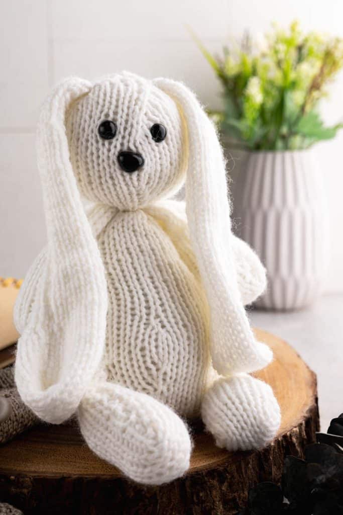 Clover the knit bunny.