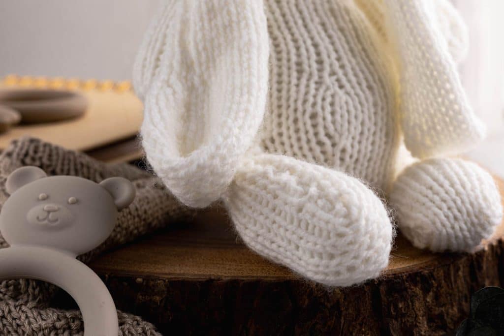 Clover the knit bunny.