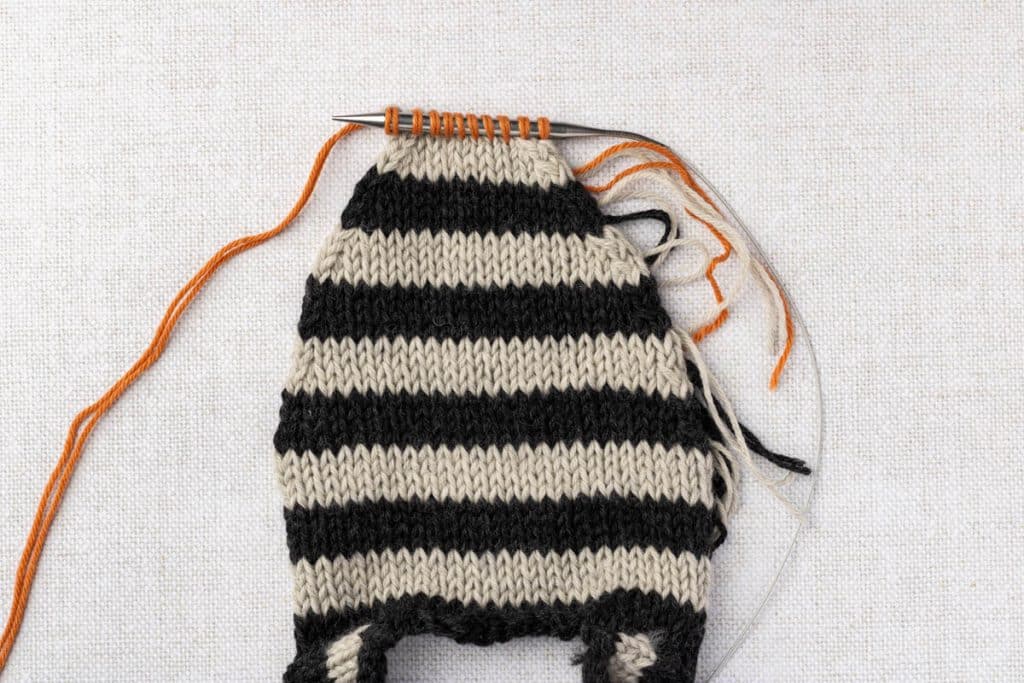 Begin sole of felted slipper knitting pattern.