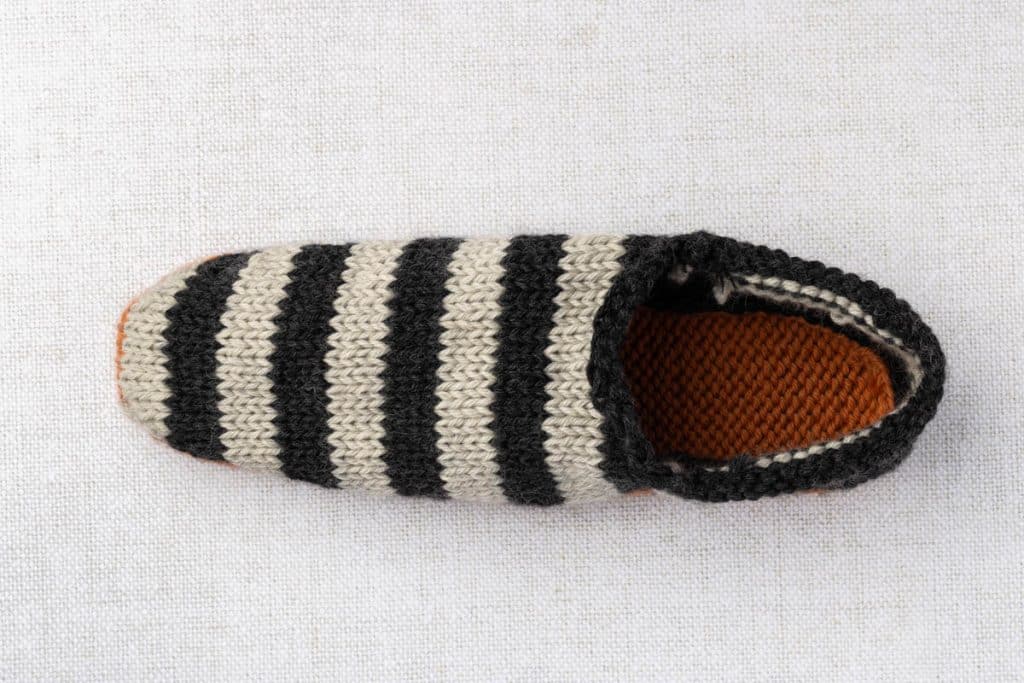 Finished slipper before icord.
