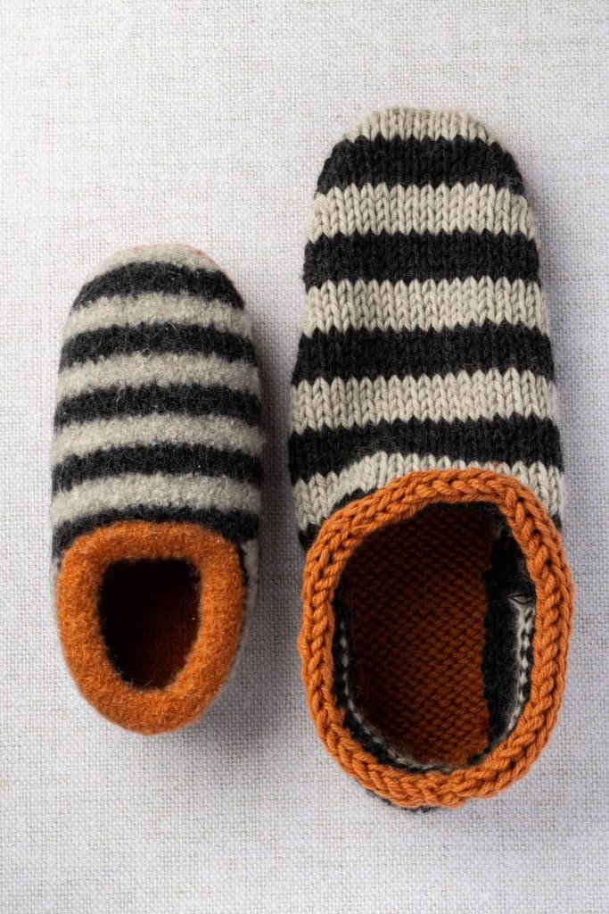 felted and unfelted slippers.