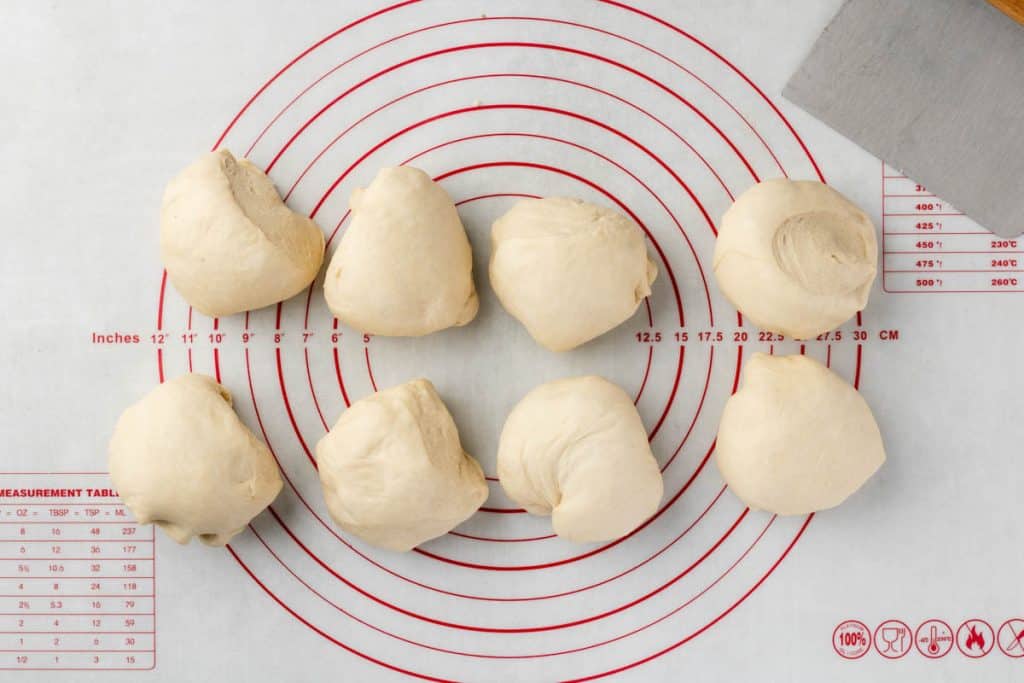 Cutting dough.