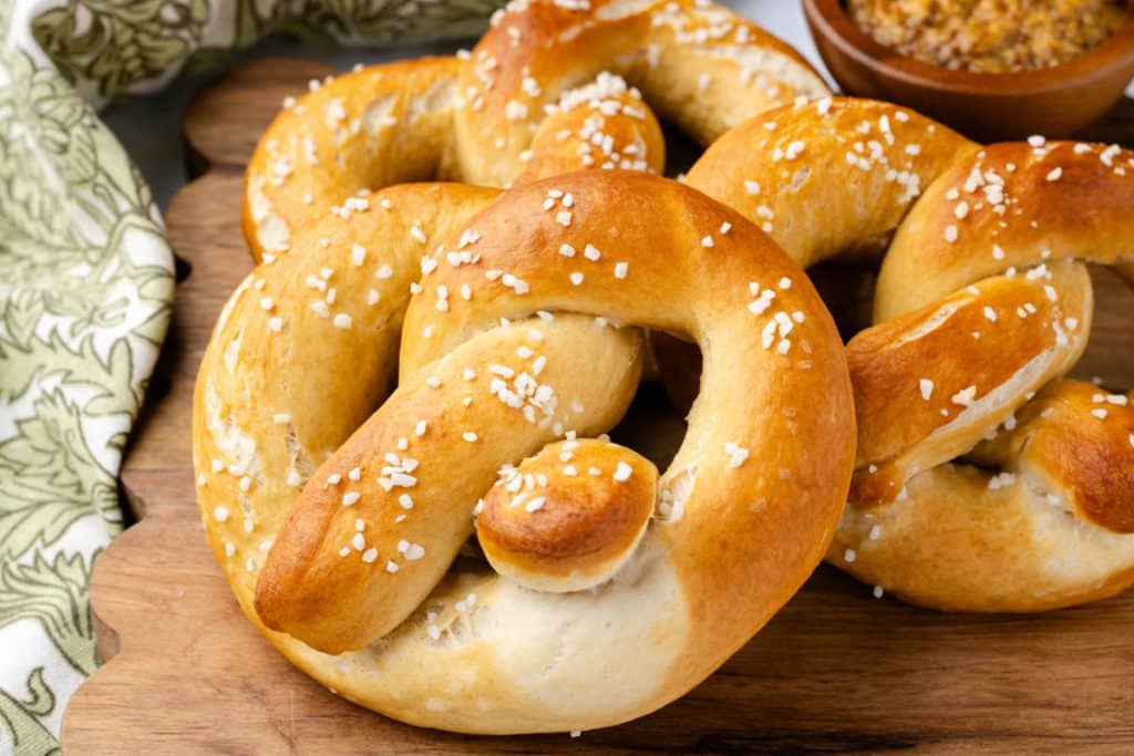 Finished sourdough discard pretzels.